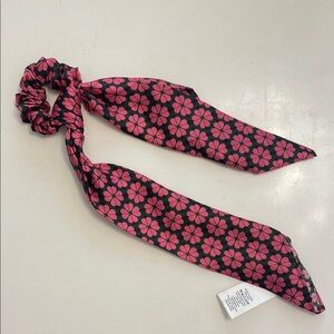 Kate Spade Pink and Black Floral Hair Accessory Scrunchie